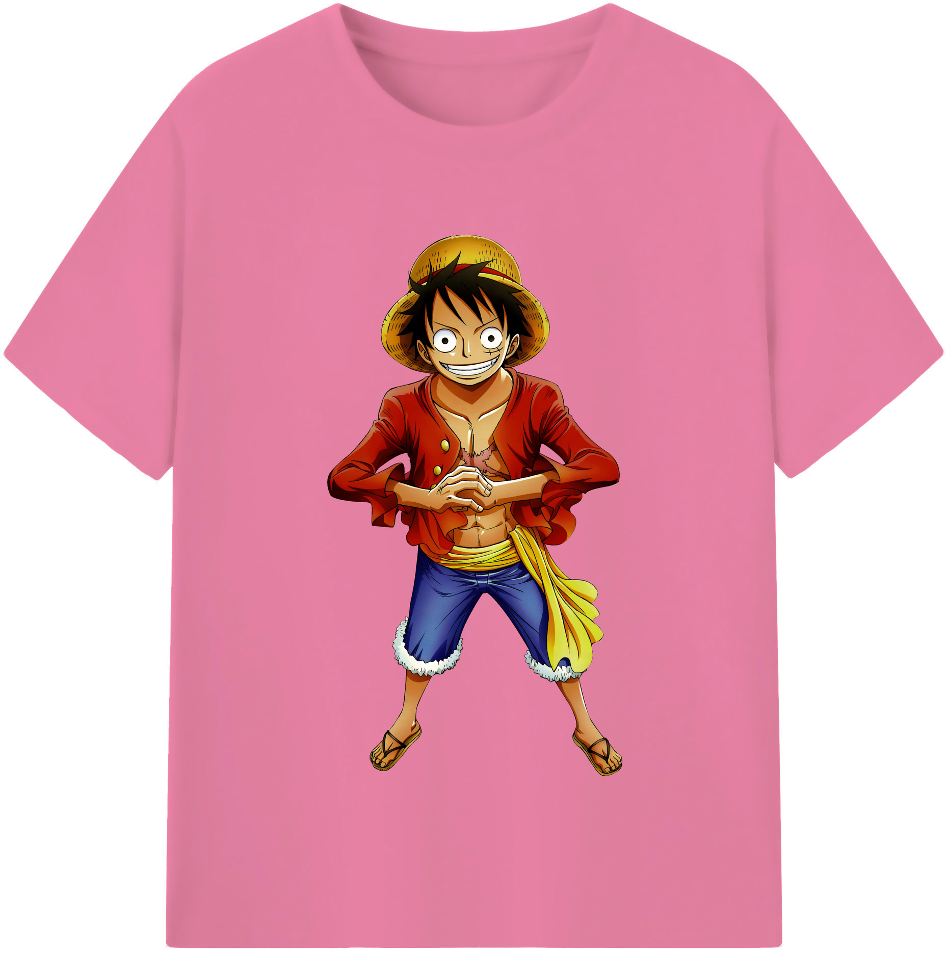 ワンピース モンキー・D・ルフィ ONE PIECE Monkey D. Luffy 綿100％半袖Tシャツ（フロントプリント）